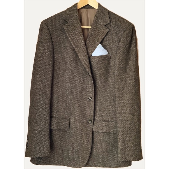 VINTAGE Neutral Tweed Lambswool Blazer Size 44T - Picture 1 of 16